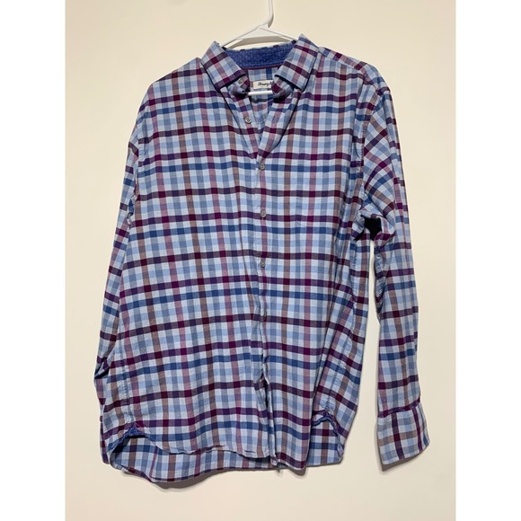 Tommy Bahama Other - Tommy Bahama Men Size M Blue Purple Plaid Long Sleeve Button Front Shirt